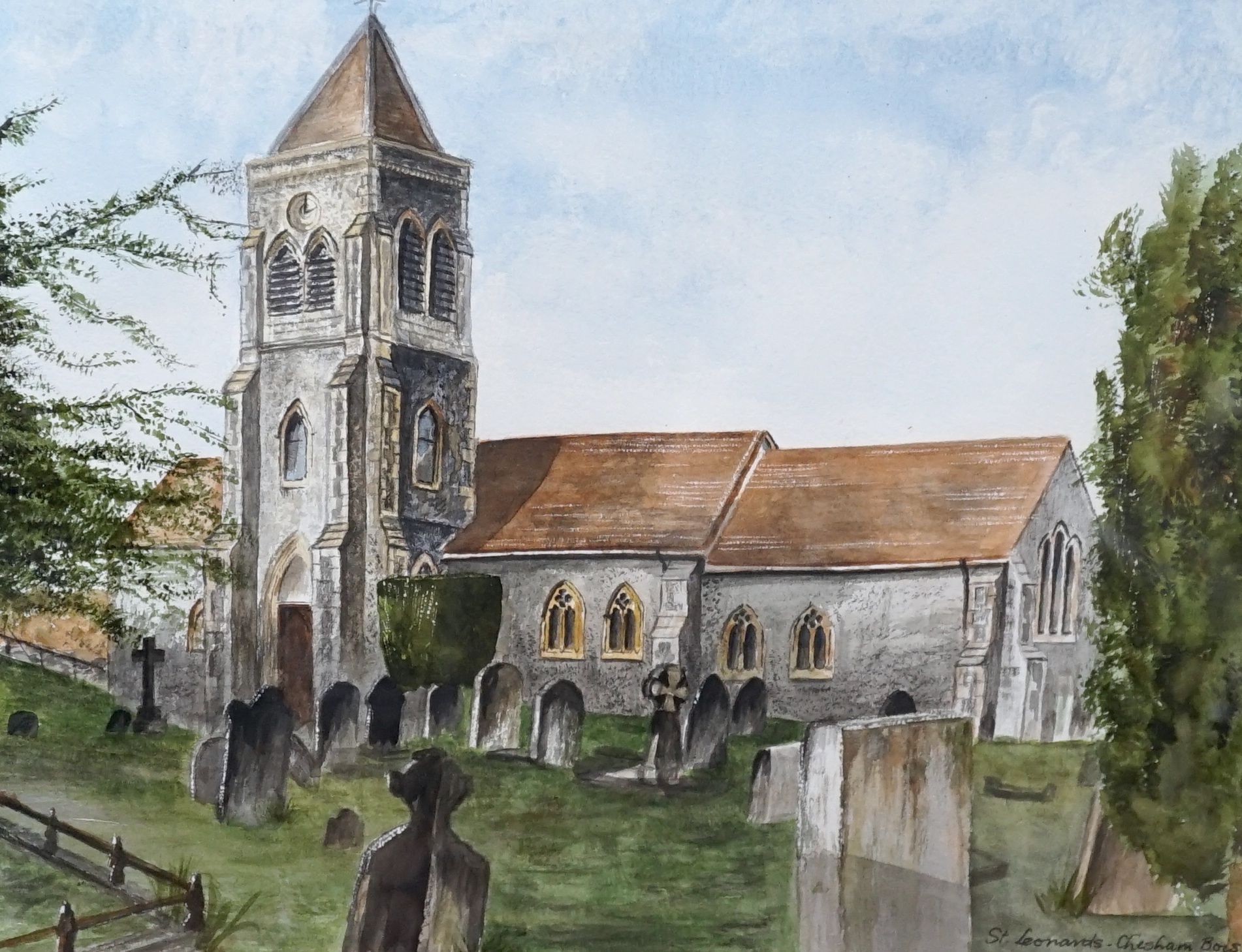 John Hearn, two watercolours, Cookham Church and St Leonards Chesham Bois, largest 28 cm X 36.5 cm